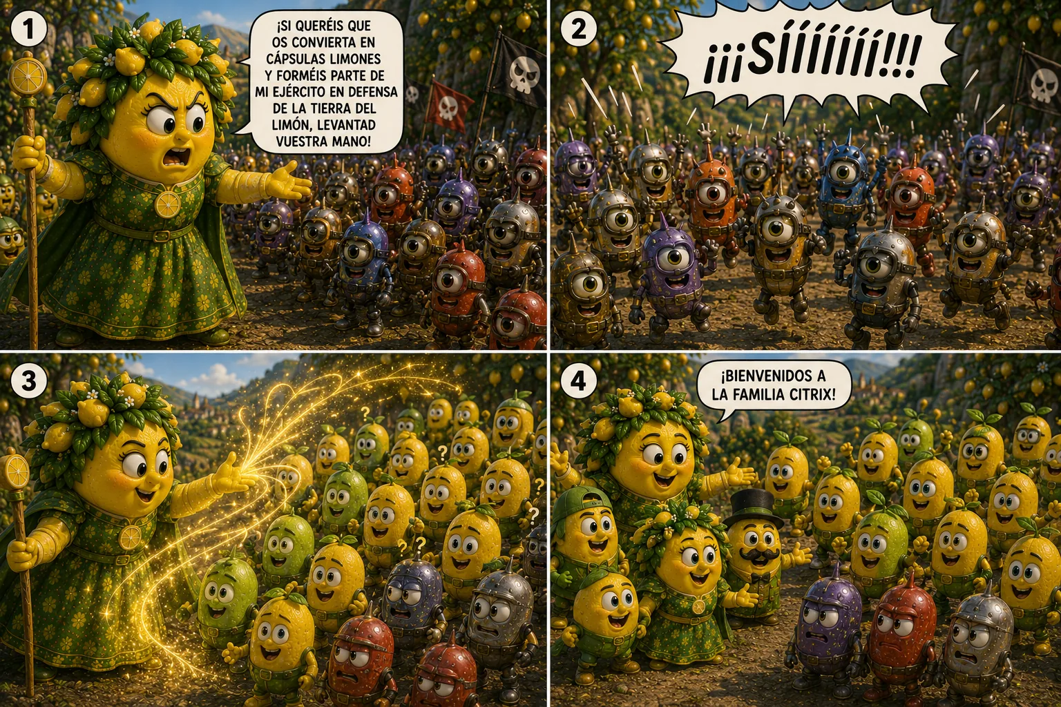Mamá Vitrix transforma al ejército de cápsulas en limones y los da la bienvenida a la Familia Cítrix