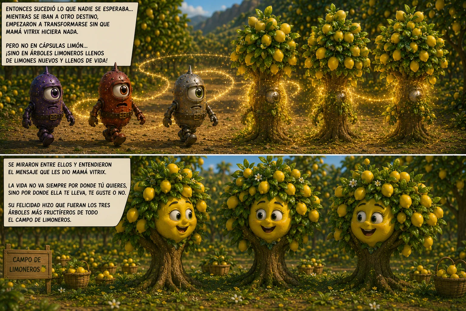 Capsulón, Capsulín y Capsuler se transforman de forma inesperada en limoneros llenos de vida