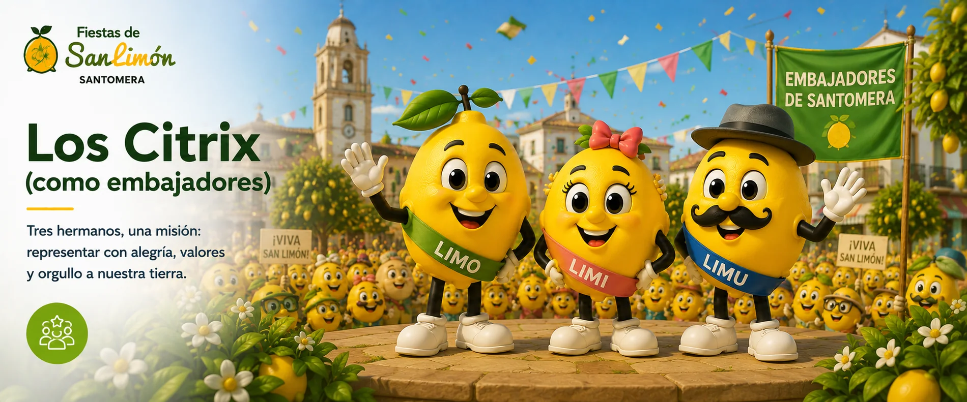 Fiestas de San Limón, Santomera — Los Cítrix, como embajadores: nuestra familia Cítrix representa los valores, la alegría y el corazón de estas fiestas.